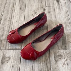 ECCO Bouillon Red Patent Leather Ballet Flats 40